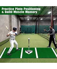 Glintex Baseball Hitting Mat, 10 x 3.8 ft Turf with Home Plate Markings,