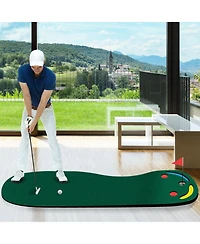 Glintex Golf Putting Green, 9.8 x 3 ft Mat with 3 Cups and 2 Hazards,