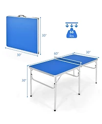 Glintex Ping Pong Table, 60 in Folding Top, Net, 2 Paddles and 4 Balls