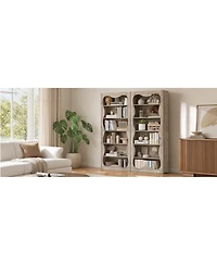 gaomon Tall 6-Tier Wood Bookshelf, Freestanding Bookcase with Wavy Scalloped Edge, Large Storage Display Shelf for Living Room Bedroom Office Library