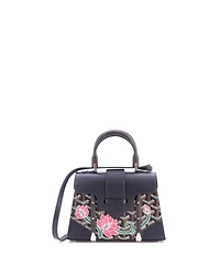 Pre-Owned Goyard Mini Structured Saigon Top Handle Bag Embroidered Coated Canvas with Leather