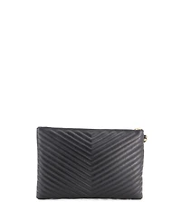 Pre-Owned Saint Laurent Large Classic Monogram Wristlet Pouch Matelasse Chevron Leather