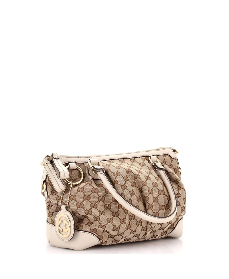 Pre-Owned Gucci Medium Sukey Top Handle Satchel Gg Canvas with Leather