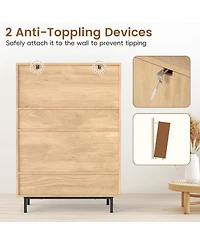 Gymax Shoe Cabinet 2 Doors6-Tier Rattan Storage Adjustable Shelves
