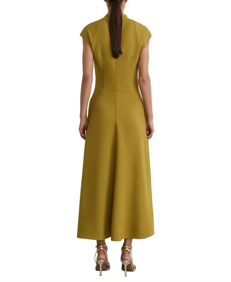 Reiss Women's Alma High-Neck Pleat-Detail Midi Dress