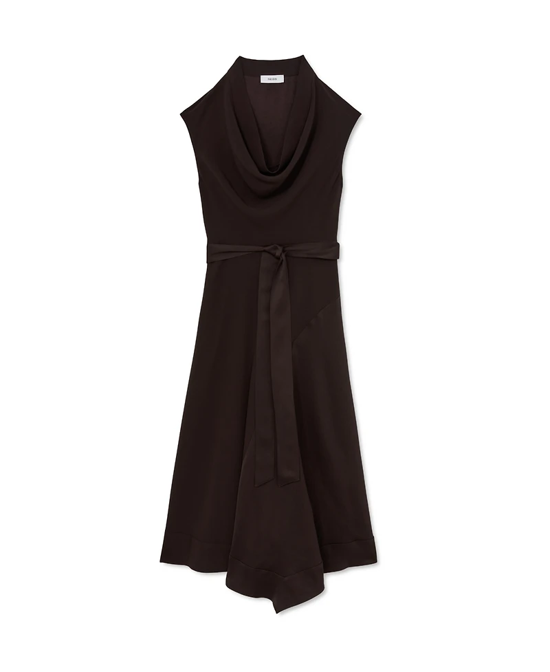 Reiss Women's Justine Cowl-Neck Tie-Waist Handkerchief-Hem Midi Dress