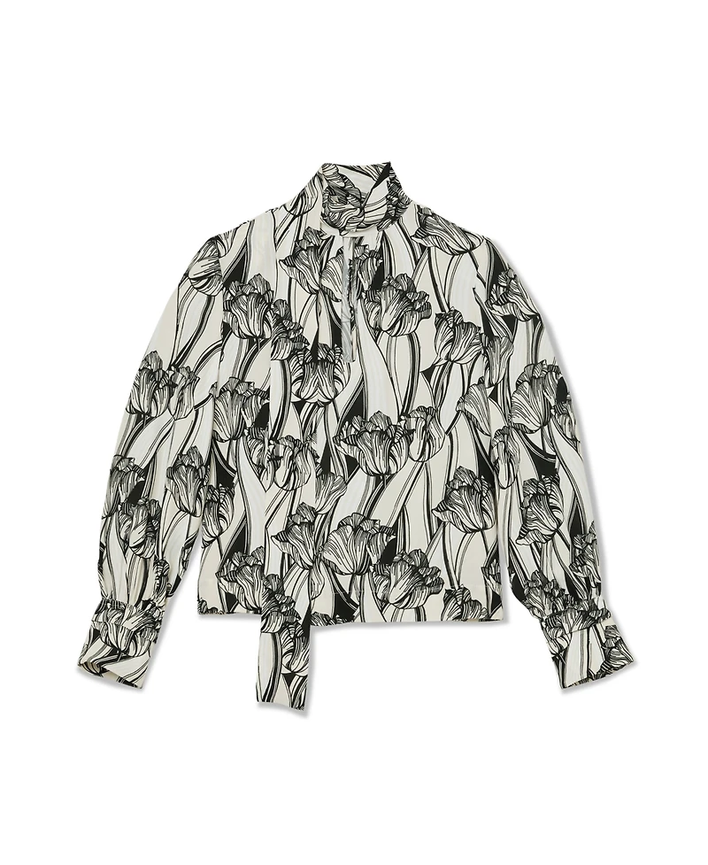 Reiss Women's Kennedy Floral-Print Tie-Neck Blouse