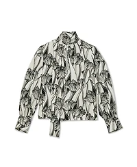 Reiss Women's Kennedy Floral-Print Tie-Neck Blouse