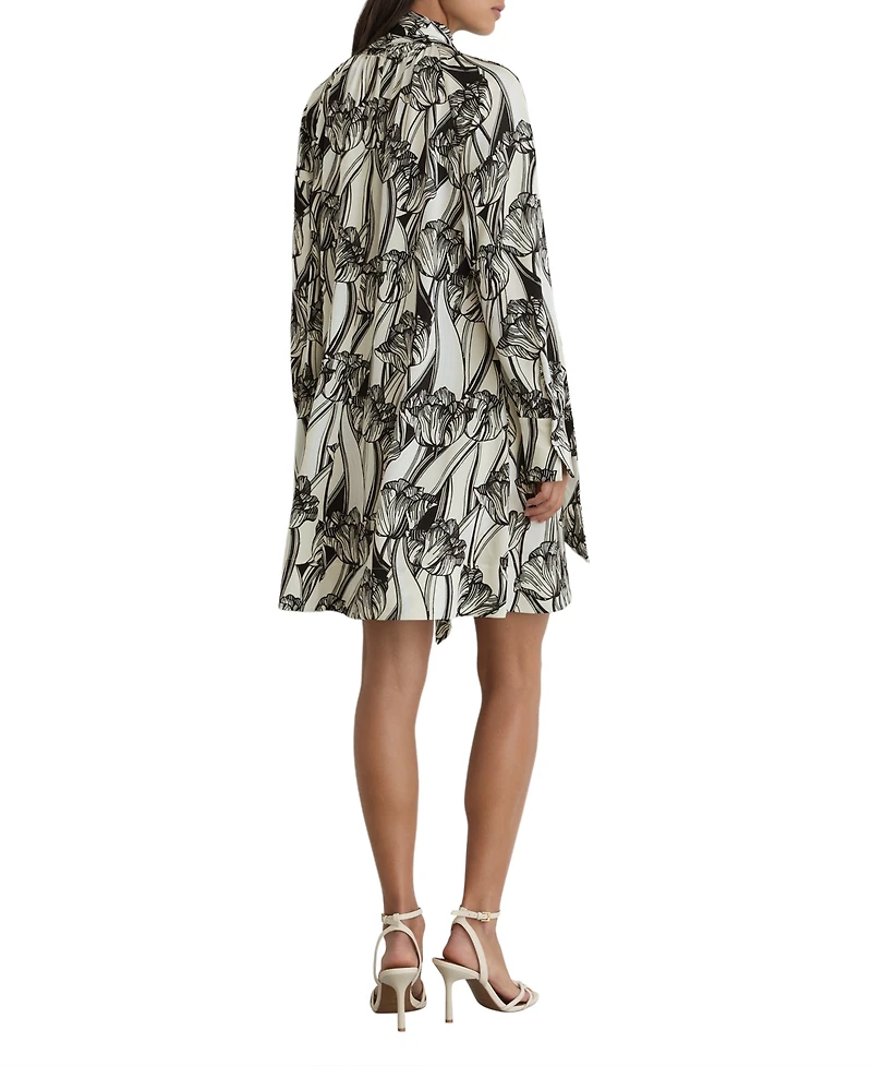 Reiss Women's Alwen Floral-Print High-Neck Swing Mini Dress