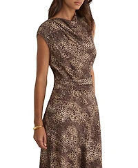 Reiss Women's Camie Draped-Detail Printed Midi Dress