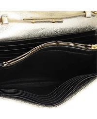 Pre-Owned Saint Laurent Medium Classic Monogram Wallet on Chain Matelasse Chevron Metallic Leather