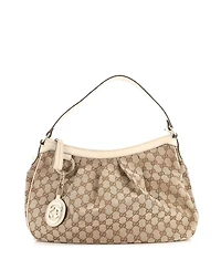 Pre-Owned Gucci Medium Sukey Hobo Gg Canvas with Leather