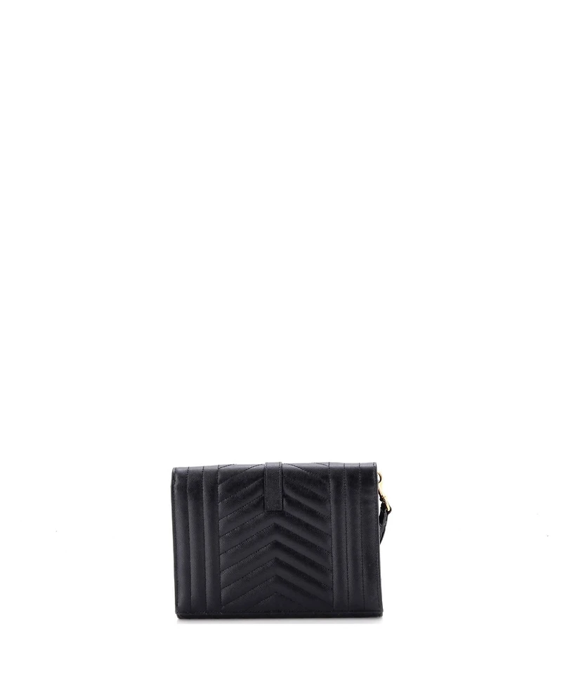Pre-Owned Saint Laurent Classic Monogram Envelope Wristlet Clutch Mixed Matelasse Leather