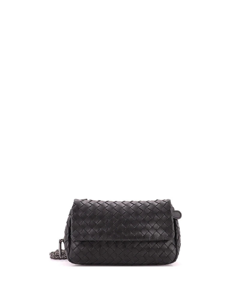 Pre-Owned Bottega Veneta Small Expandable Chain Crossbody Bag Intrecciato Nappa