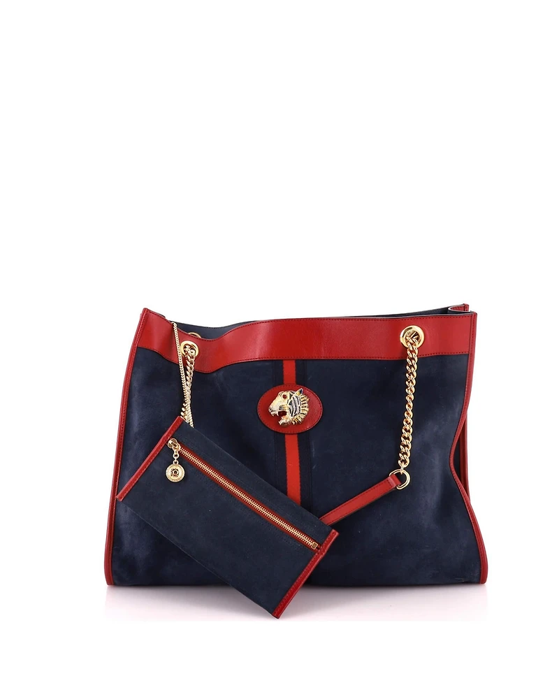 Pre-Owned Gucci Large Rajah Chain Tote Suede