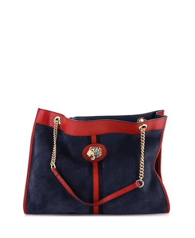 Pre-Owned Gucci Large Rajah Chain Tote Suede
