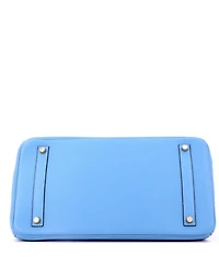 Pre-Owned Hermes Birkin 35 Handbag Blue Clemence with Gold Hardware