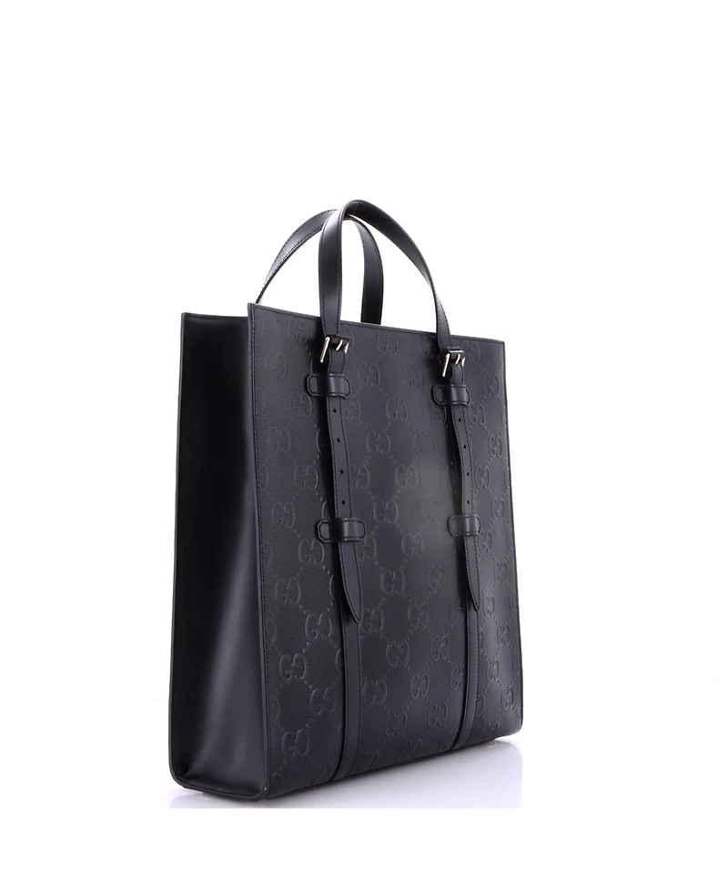 Pre-Owned Gucci Medium Tote Bag Gg Embossed Perforated Leather