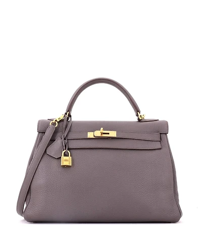 Pre-Owned Hermes Kelly 32 Handbag Grey Togo with Gold Hardware