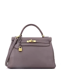 Pre-Owned Hermes Kelly 32 Handbag Grey Togo with Gold Hardware