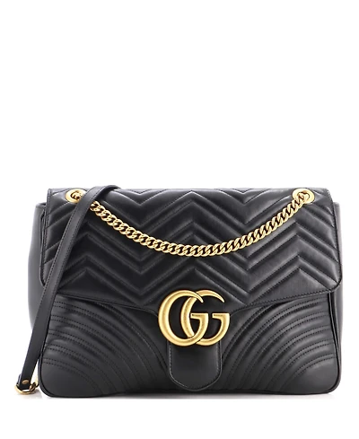 Pre-Owned Gucci Large Gg Marmont Flap Bag Matelasse Leather