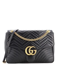 Pre-Owned Gucci Large Gg Marmont Flap Bag Matelasse Leather