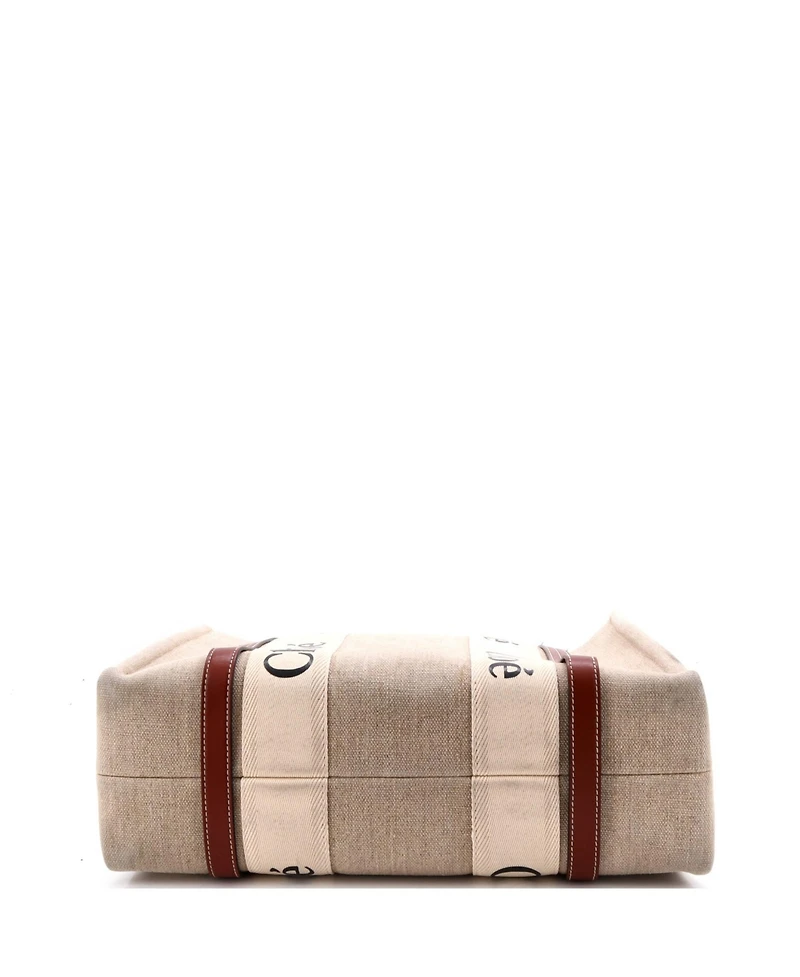 Pre-Owned Chloe Medium Woody Tote Canvas with Leather