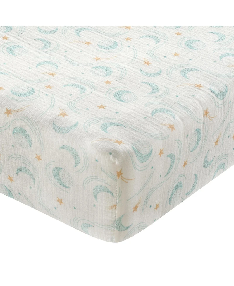 Lambs & Ivy Signature 100% Organic Cotton Muslin Celestial Fitted Crib Sheet
