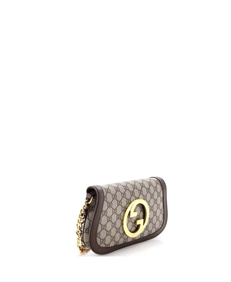 Pre-Owned Gucci Small Blondie Nm Chain Flap Bag Gg Coated Canvas