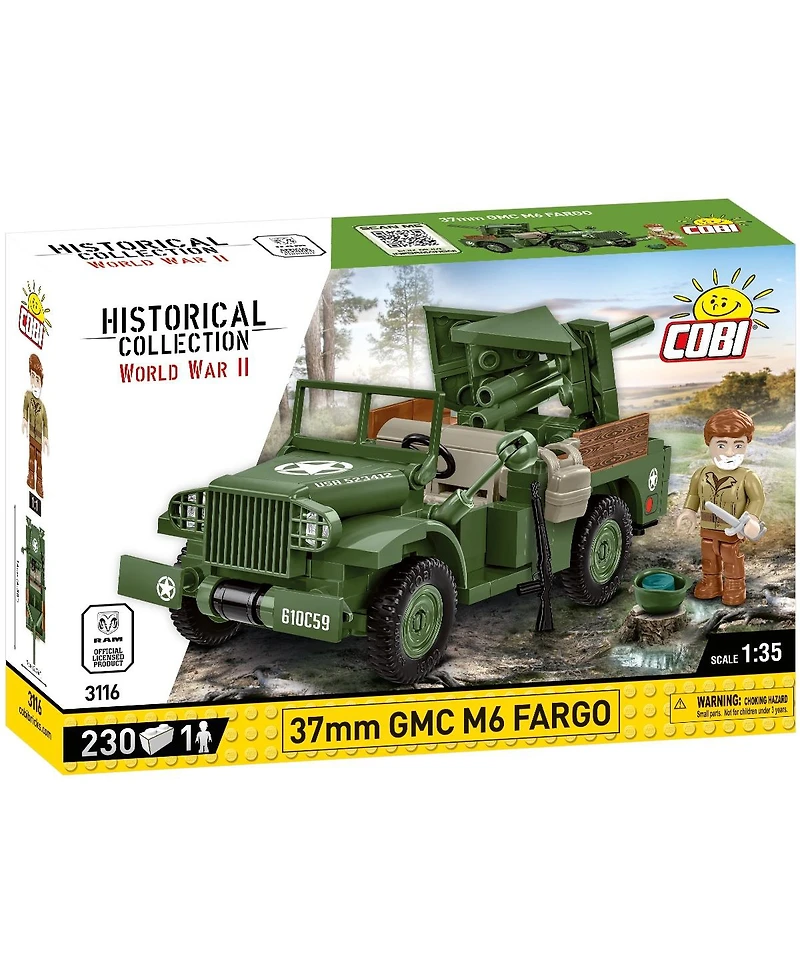 Cobi Wwii 37mm Gmc M6 Fargo Armored Vehicle 230-Piece Building Set, Ages 7+