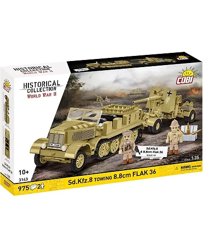 Cobi Historical Collection Wwii Sd.Kfz. 8 Towing 8.8cm Flak 36 975-Piece Building Set, Ages 10+