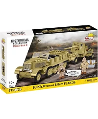 Cobi Historical Collection Wwii Sd.Kfz. 8 Towing 8.8cm Flak 36 975-Piece Building Set, Ages 10+