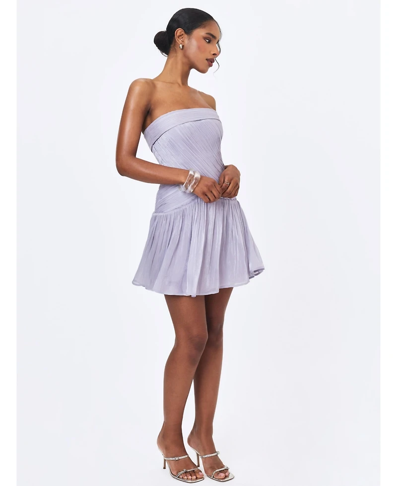 Miss Circle Women's Yalena Lavender Crystal Organza Strapless Mini Dress