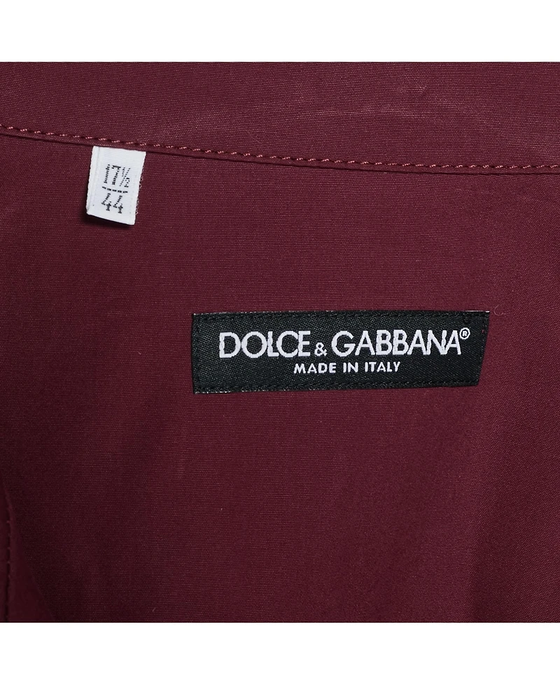 Pre-Owned Dolce & Gabbana Men's Burgundy Cotton Bowling Shirt