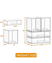 SpaceAid Baby Bottle Storage, 4 Pack Stackable Clear Drawer Unit with 2 Medium and 2 Large Bin for Countertop, Cabinet, Vanity and Bathroom
