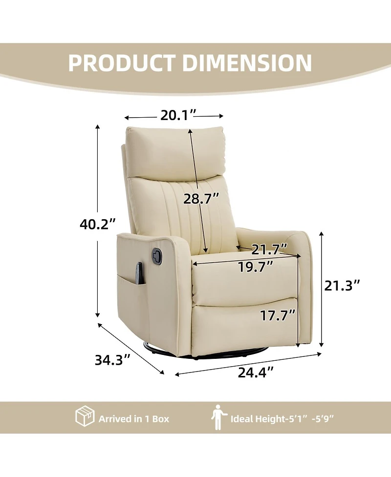 Streamdale Furniture Faux Leather Swivel Rocker Massage Recliner Chair