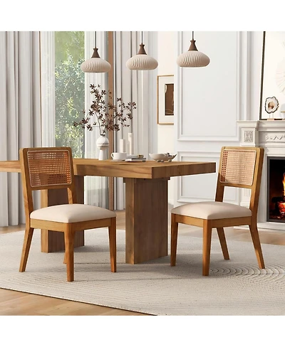 Streamdale Furniture Set of 2 Upholstered Rubber Wood Dining Chairs