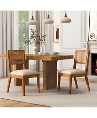 Streamdale Furniture Set of 2 Upholstered Rubber Wood Dining Chairs