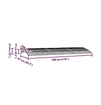 vidaXL Door Canopy Grey Polycarbonate, Abs, Aluminum 118.1 x 39.4 in