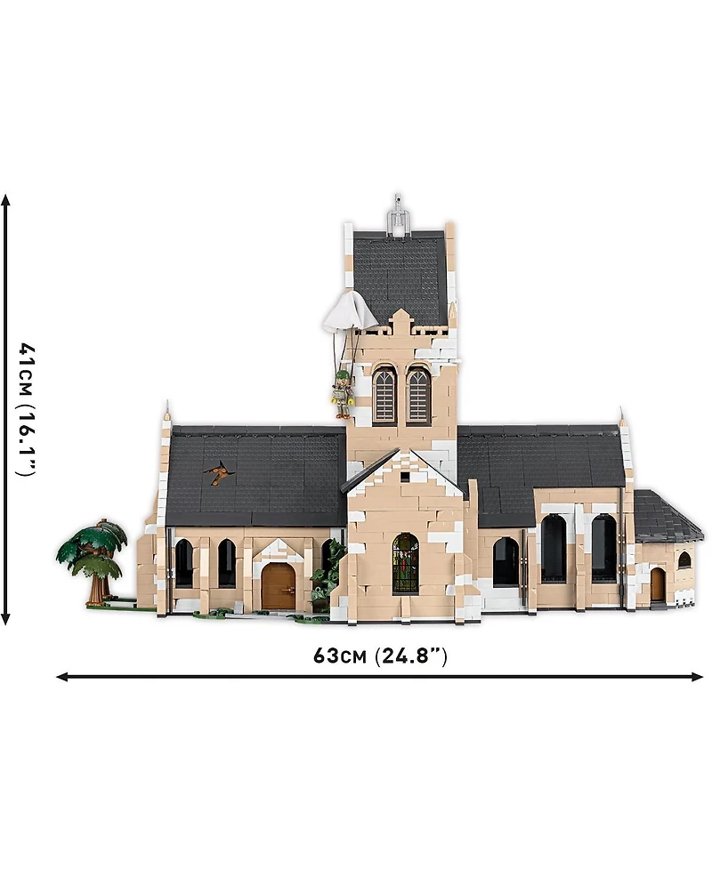 Cobi Historical Collection Sainte-Mere-Eglise Church 2,280-Piece Stained-Glass Building Set, Ages 11+