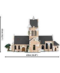 Cobi Historical Collection Sainte-Mere-Eglise Church 2,280-Piece Stained-Glass Building Set, Ages 11+