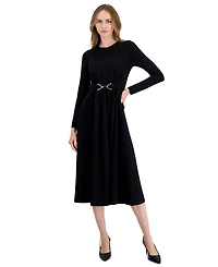 Anne Klein Women's Serenity A-Line Belted Midi Dress