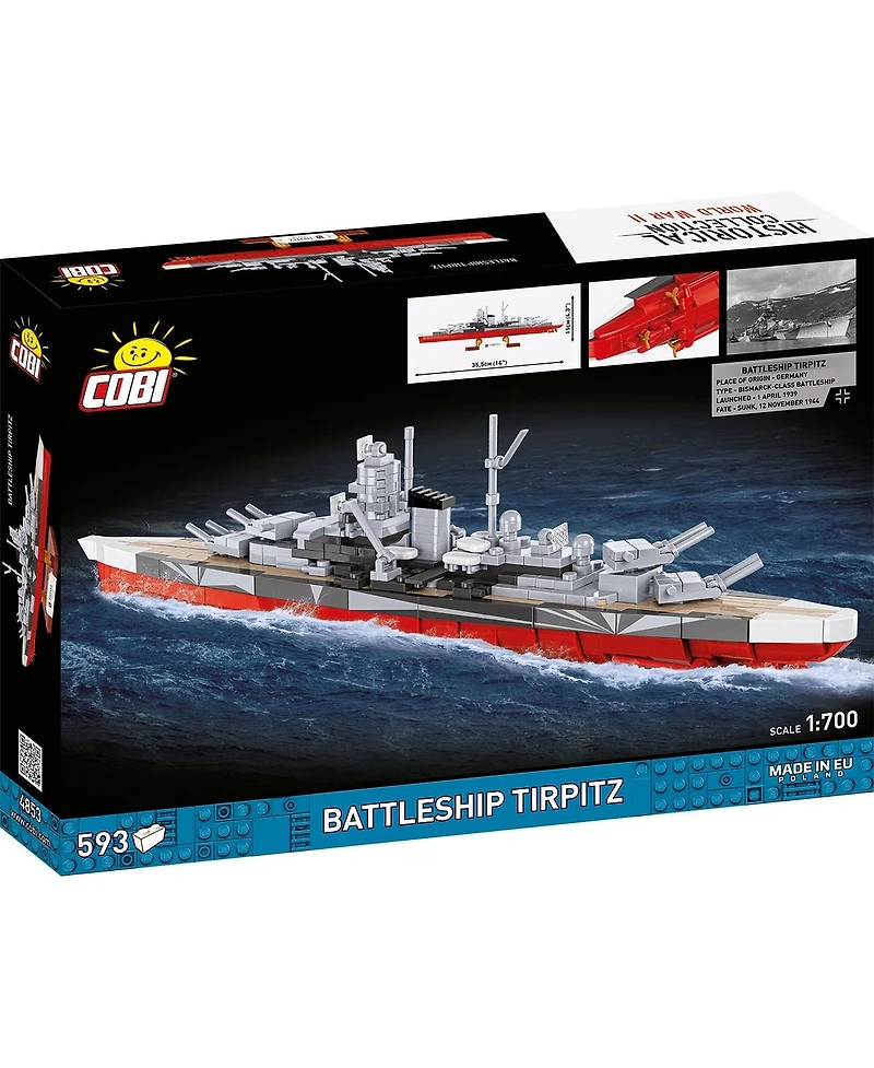 Cobi Historical Collection Wwii Battleship Tirpitz 593-Piece Building Set, Ages 8+