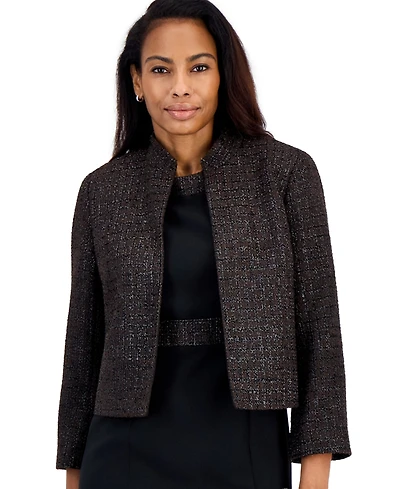 Kasper Petite Stand Collar Bell-Sleeve Cropped Cardigan