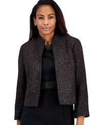 Kasper Petite Stand Collar Bell-Sleeve Cropped Cardigan