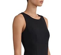 Kasper Women's Sheath with Pleat Sleeveless Crewneck Dress