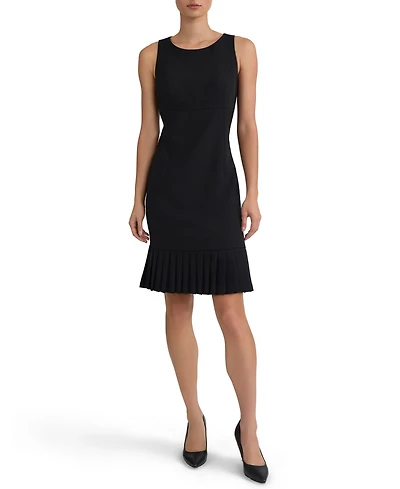 Kasper Women's Sheath with Pleat Sleeveless Crewneck Dress