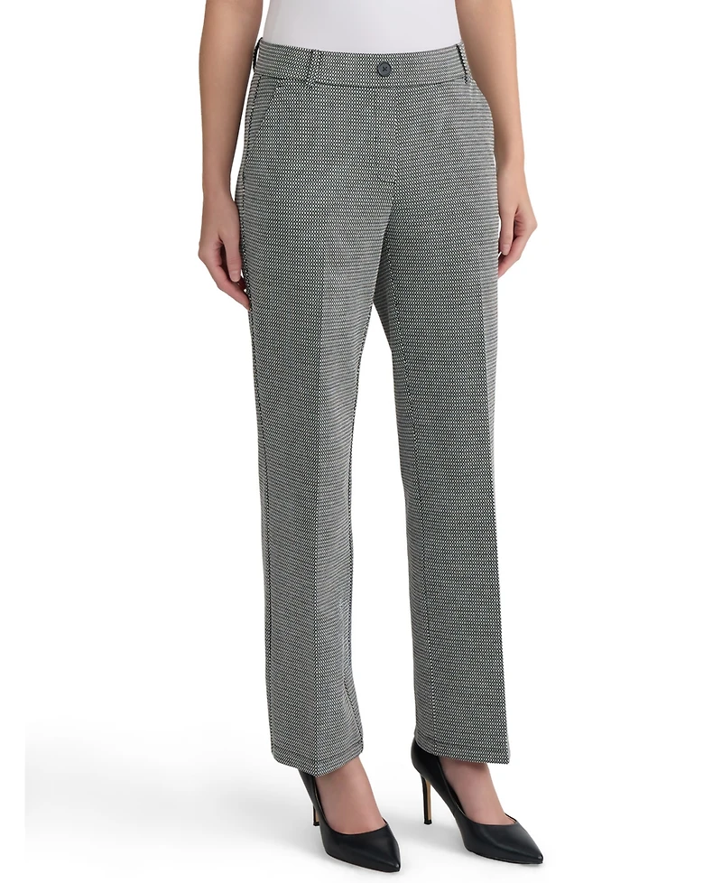 Kasper Women's Audrey Jacquard Straight-Leg Compression Pants