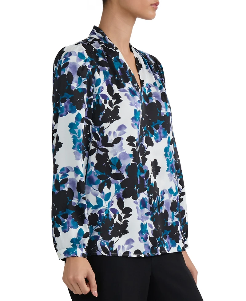 Kasper Women's V-Neck Pleated-Shoulder Blouse