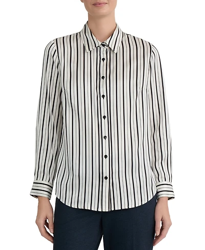 Kasper Women's Collared Button-Front Long-Sleeve Blouse